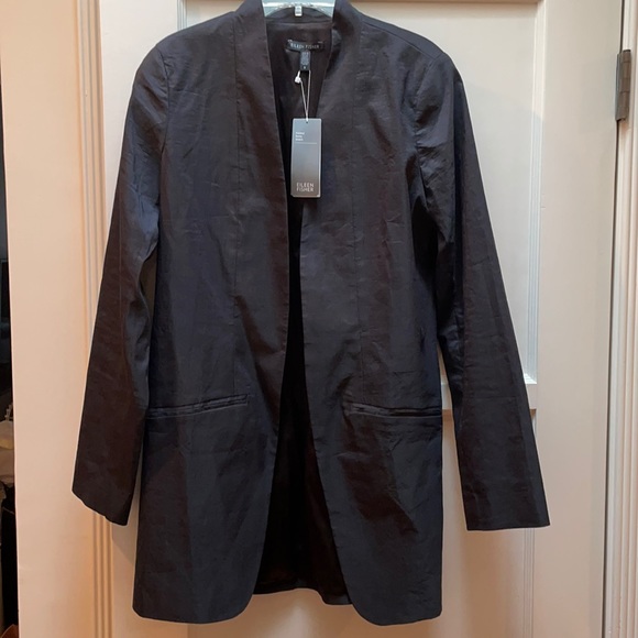 NWT Eileen Fisher black silk open jacket Sz 8